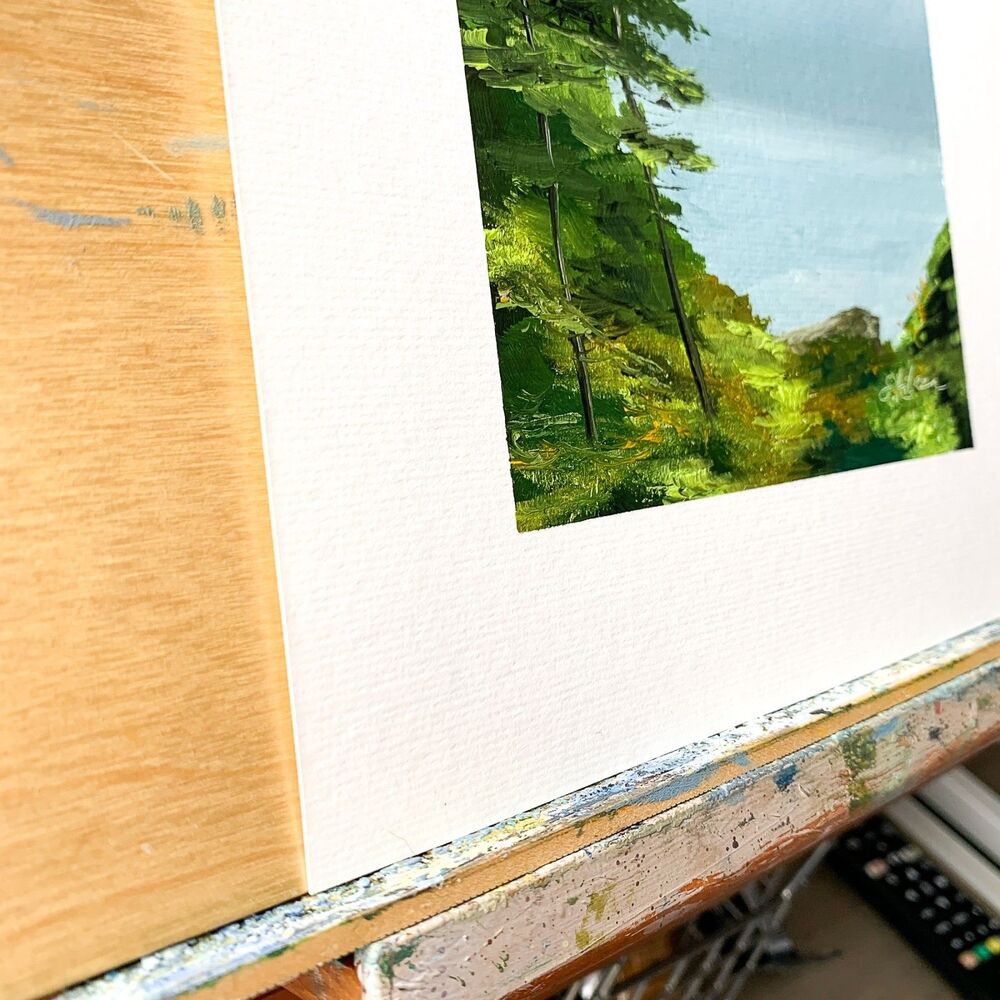 8x8 PNW Original Oil Painting Seascape Pine Tree Coastal Ecola State Park Signed - Picture 3 of 8